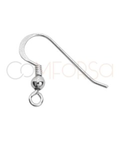 Sterling silver 925 Earhook long with ring and round bead 11 x 22 mm