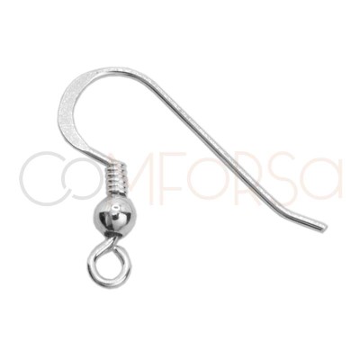 Sterling silver 925 gold-plated hook earring with ball 9 x 17 mm