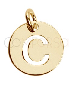 Gold-plated sterling silver 925 cut-out letter C pendant 12mm