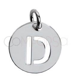 Sterling silver 925 cut-out letter D pendant 12mm