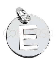 Gold-plated sterling silver 925 cut-out letter E pendant 12mm