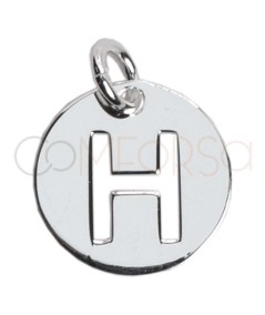 Sterling silver 925 cut-out letter H pendant 12mm