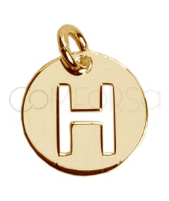 Gold-plated sterling silver 925 cut-out letter H pendant 12mm