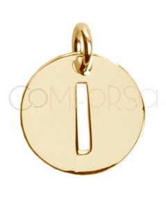 Gold-plated sterling silver 925 cut-out letter I pendant 12mm