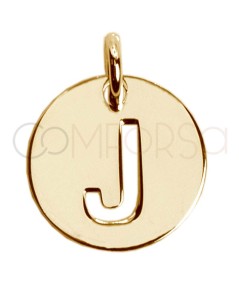 Gold-plated sterling silver 925 cut-out letter J pendant 12mm