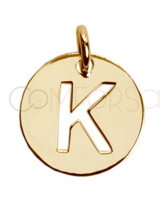 Gold-plated sterling silver 925 cut-out letter K pendant 12mm