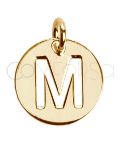 Gold-plated sterling silver 925 cut-out letter M pendant 12mm