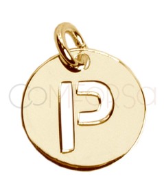 Gold-plated sterling silver 925 cut-out letter P pendant 12mm