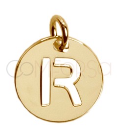 Gold-plated sterling silver 925 cut-out letter R pendant 12mm