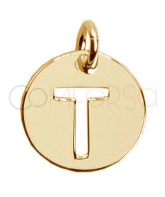 Gold-plated sterling silver 925 cut-out letter T pendant 12mm