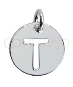 Gold-plated sterling silver 925 cut-out letter T pendant 12mm