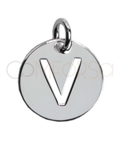 Gold-plated sterling silver 925 cut-out letter V pendant 12mm