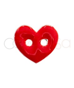 Sterling silver 925 red enamelled heart button connector 10 x 9mm