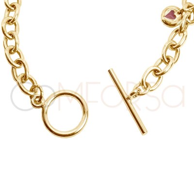 Gold-plated sterling silver 925 toggle clasp with jump ring 15mm