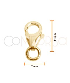 Gold-plated sterling silver 925 lobster clasp with jump ring 7 x 11 mm