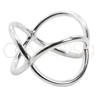 Sterling silver 925 infinity ring with 2 crossed threads