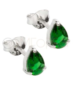 Sterling silver 925 mini Emerald teardrop earrings 5 x 9mm