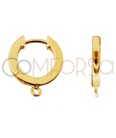 Sterling silver 925 gold-plated hoop earring with jumpring 11 mm