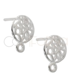 Sterling silver 925 round engraving ear stud with jump ring 10mm