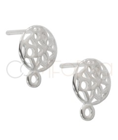 Gold-plated sterling silver 925 cut-out ear studs with jump ring 10 mm