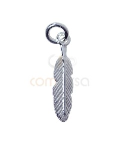 Sterling silver 925 feather pendant 4 x 15 mm