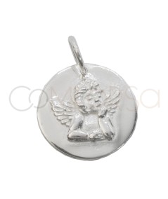 Sterling silver 925 Angel of Raphael medallion 14mm