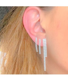 Sterling silver 925 long double zirconia earring 5 x 52.5mm