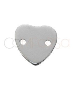 Sterling silver 925 heart connector with double hole 8 mm