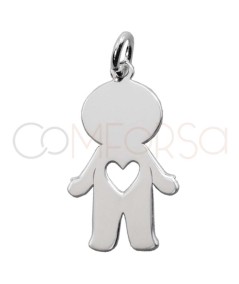 Sterling silver 925 boy with cut-out heart pendant 12 x 20mm