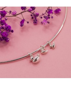 Sterling silver 925 rigid choker with mother duck and her baby ducks