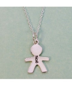 Sterling silver 925 chain with child figure and laser engraving
