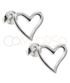 Sterling silver 925 irregular heart earring 9 x 9.5mm
