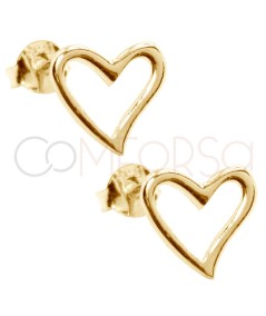 Gold-plated sterling silver 925 irregular heart earring 9 x 9.5mm