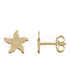 Gold-plated sterling silver 925 mini starfish earrings 8 x 8mm
