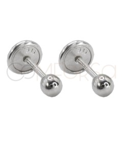 Sterling silver 925 smooth ball baby earring 3mm