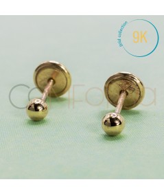 9k gold smooth ball baby earrings 3mm
