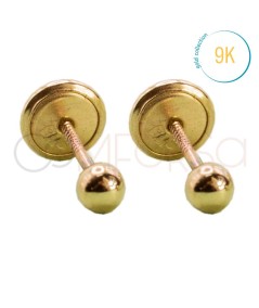 9k gold smooth ball baby earrings 3mm