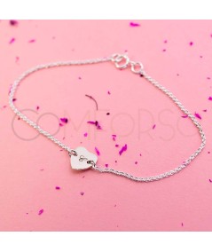 Sterling silver 925 bracelet with heart initial engraved connector