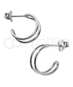 Sterling silver 925 double open hoop earrings 15mm