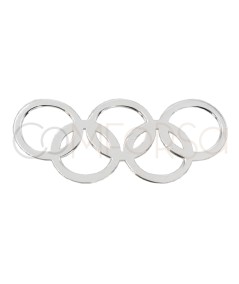 Gold-plated sterling silver 925 Olympic rings connector 22.6 x 10mm