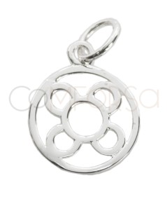 Sterling silver 925 round flower tile "Panot" pendant 12mm