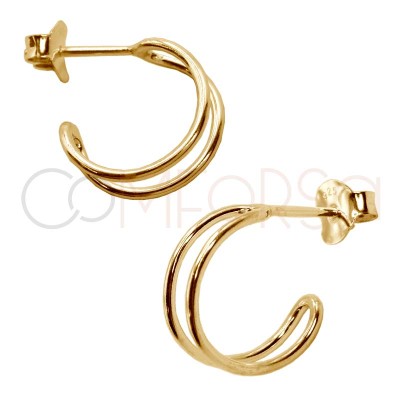 Sterling silver 925 double open hoop earrings 15mm