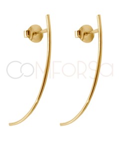 Gold-plated sterling silver 925 curved thread earrings 11 x 45mm