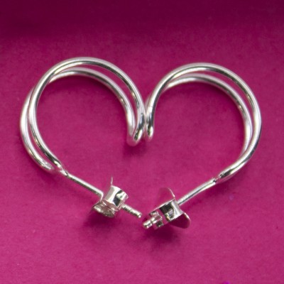 Sterling silver 925 double open hoop earrings 15mm