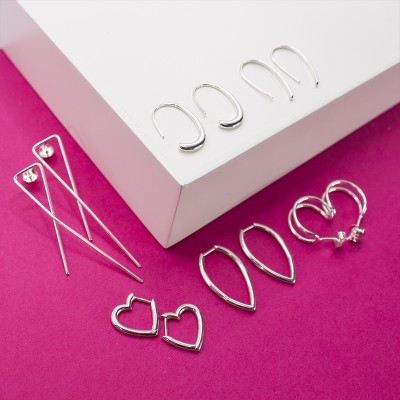 Sterling silver 925 heart shaped hoop earrings 13mm