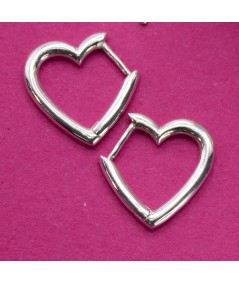 Sterling silver 925 heart shaped hoop earrings 13mm