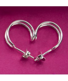 Gold-plated sterling silver 925 double open hoop earrings 15mm
