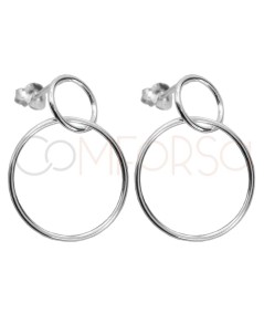 Gold-plated sterling silver 925 double hoop earring 10 x 20mm