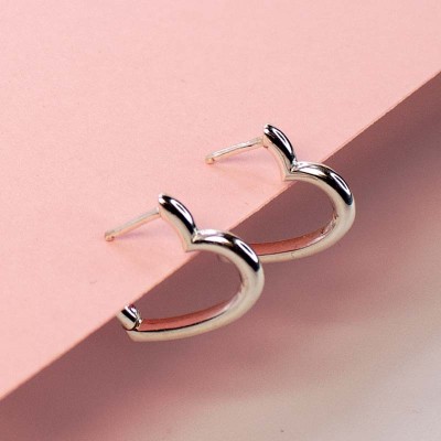 Sterling silver 925 heart shaped hoop earrings 13mm