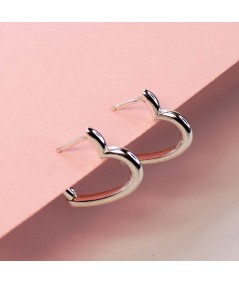 Sterling silver 925 heart shaped hoop earrings 13mm